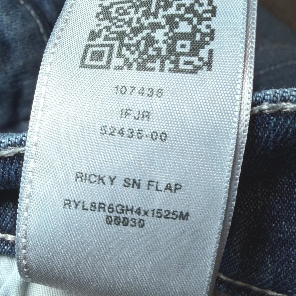 True Religion Mens Size 32 Ricky Relaxed Straight Jeans Distressed Flap Pockets